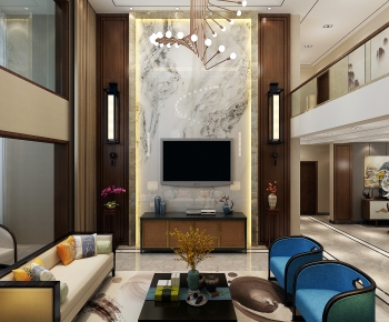 New Chinese Style A Living Room-ID:684672128