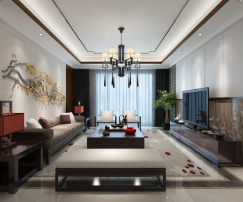 New Chinese Style A Living Room-ID:437231113