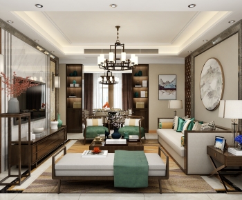 New Chinese Style A Living Room-ID:806525952