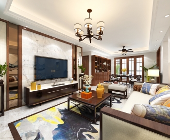 New Chinese Style A Living Room-ID:458092937