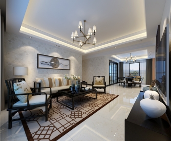 New Chinese Style A Living Room-ID:166577109