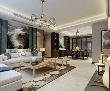 New Chinese Style A Living Room-ID:227487091