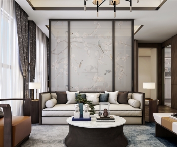 New Chinese Style A Living Room-ID:796057946