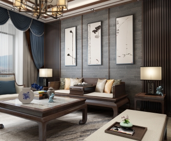 New Chinese Style A Living Room-ID:936722993