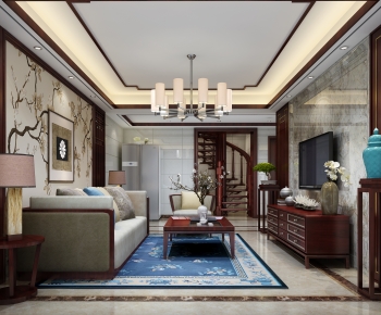 New Chinese Style A Living Room-ID:329555992