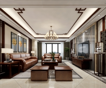 New Chinese Style A Living Room-ID:453869107