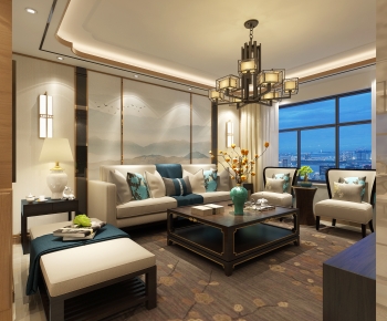 New Chinese Style A Living Room-ID:943542006