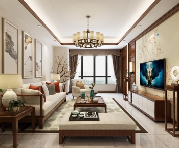 New Chinese Style A Living Room-ID:137437117