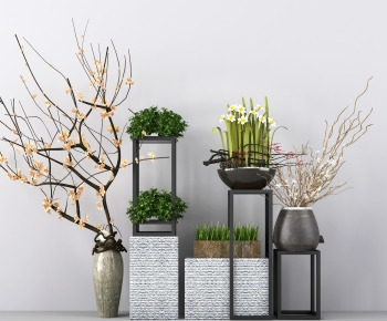 Modern Potted Green Plant-ID:487926014