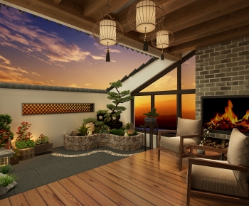 New Chinese Style Balcony-ID:897381074