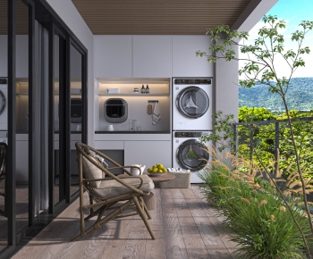 Modern Balcony Laundry Room-ID:487802987