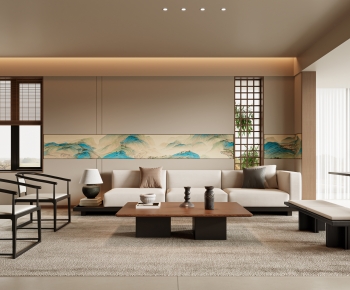 New Chinese Style A Living Room-ID:737189053