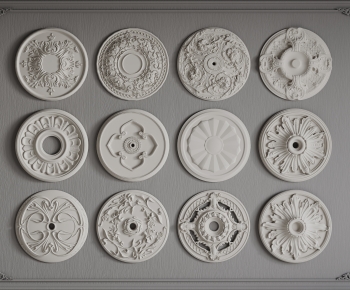 European Style Plaster Carved Top Plate-ID:923049432