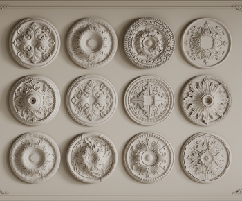 European Style Plaster Carved Top Plate-ID:682399035