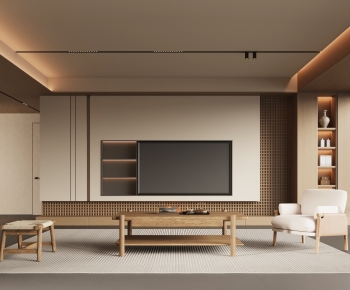 New Chinese Style A Living Room-ID:119478945