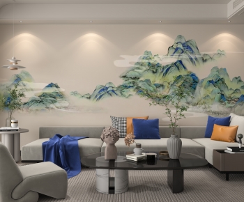 New Chinese Style A Living Room-ID:894524109