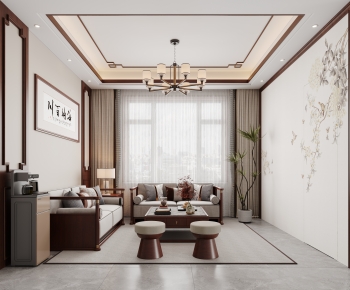 New Chinese Style A Living Room-ID:773335935