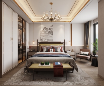 New Chinese Style Bedroom-ID:334867958