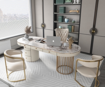 Simple European Style Computer Desk And Chair-ID:381998061