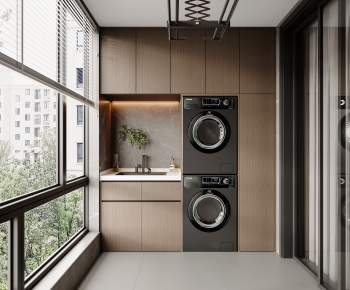 Modern Balcony Laundry Room-ID:413336046