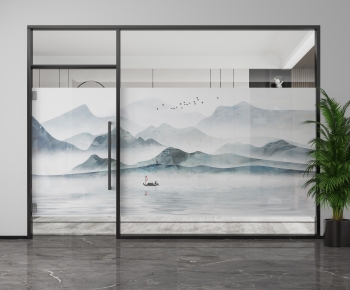 New Chinese Style Glass Screen Partition-ID:238311057