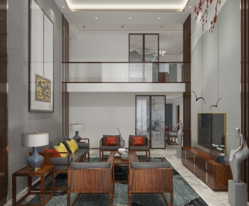 New Chinese Style A Living Room-ID:181144956