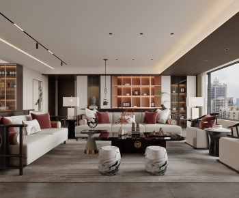 New Chinese Style A Living Room-ID:611062058