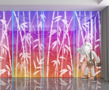现代孟菲斯多巴胺冲孔板背景墙-ID:207511901