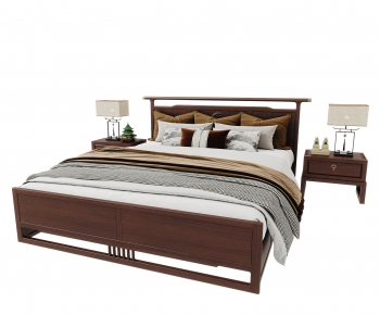 New Chinese Style Double Bed-ID:124536049