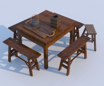 Chinese Style Dining Table And Chairs-ID:658468964