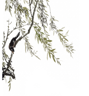 新中式柳树装饰画-ID:129776007