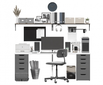 Modern Office Desk And Chair-ID:595081096