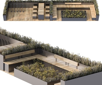 现代户外公共座椅3D模型