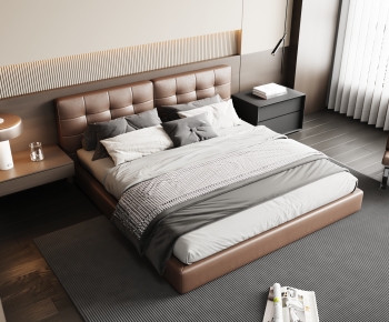 Modern Double Bed-ID:676296006