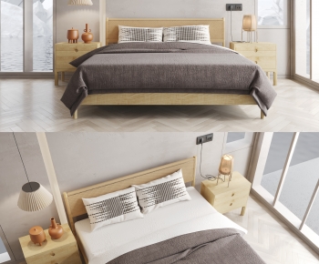 Wabi-sabi Style Double Bed-ID:223578935