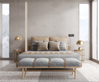 Wabi-sabi Style Double Bed-ID:888309001