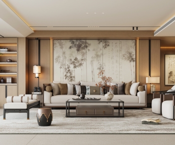 New Chinese Style A Living Room-ID:167170054