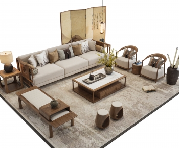 New Chinese Style Sofa Combination-ID:984884989