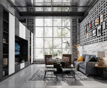 Industrial Style A Living Room-ID:279017938