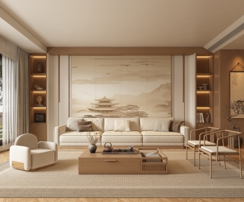 New Chinese Style A Living Room-ID:798640016