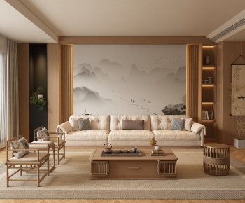 New Chinese Style A Living Room-ID:299932967