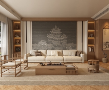 New Chinese Style A Living Room-ID:123229018