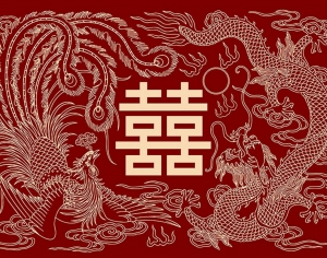 中式结婚龙凤传统刺绣图案-ID:263477096