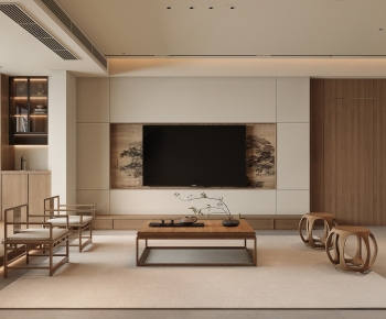 New Chinese Style A Living Room-ID:674176939