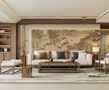 New Chinese Style A Living Room-ID:555202964