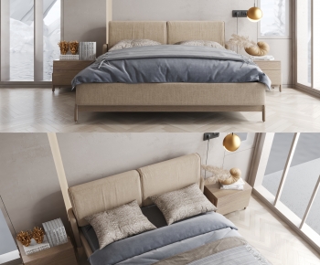 Wabi-sabi Style Double Bed-ID:124749902