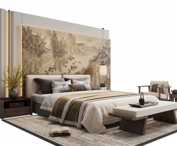 New Chinese Style Double Bed-ID:261195908