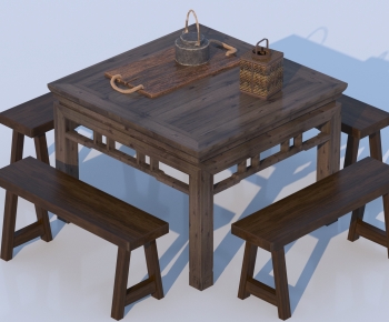 Chinese Style Dining Table And Chairs-ID:909286981