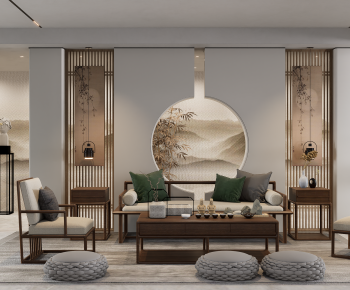 New Chinese Style A Living Room-ID:724831102