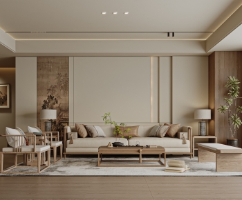 New Chinese Style A Living Room-ID:402153973